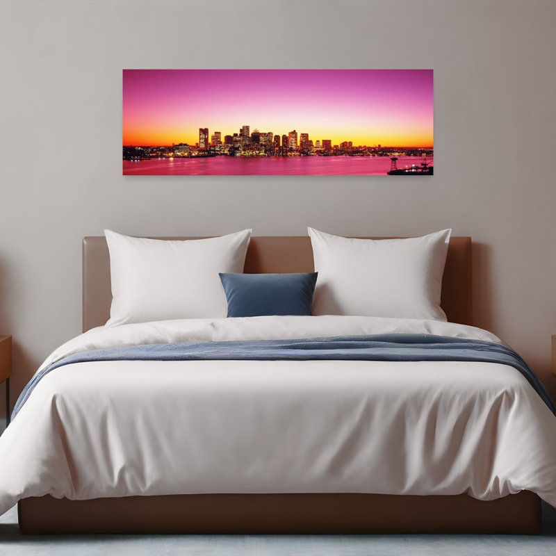 Sunset Boston Massachusetts USA by Blakeway Worldwide - Wrapped Canvas Panoramic Print, 40.64 cm H x 121.92 cm W