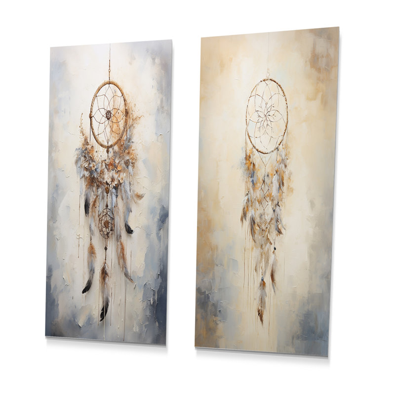 Thread Of Dreams - Dreamcatcher bleu - ensemble de 2 impressions sur métal Dream Catcher, H 32 po x l 32 po