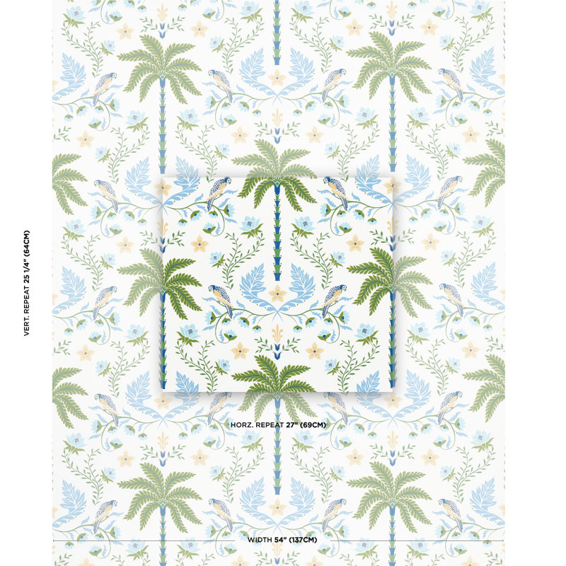 Tissu palmier Isola Island, Bleu et vert