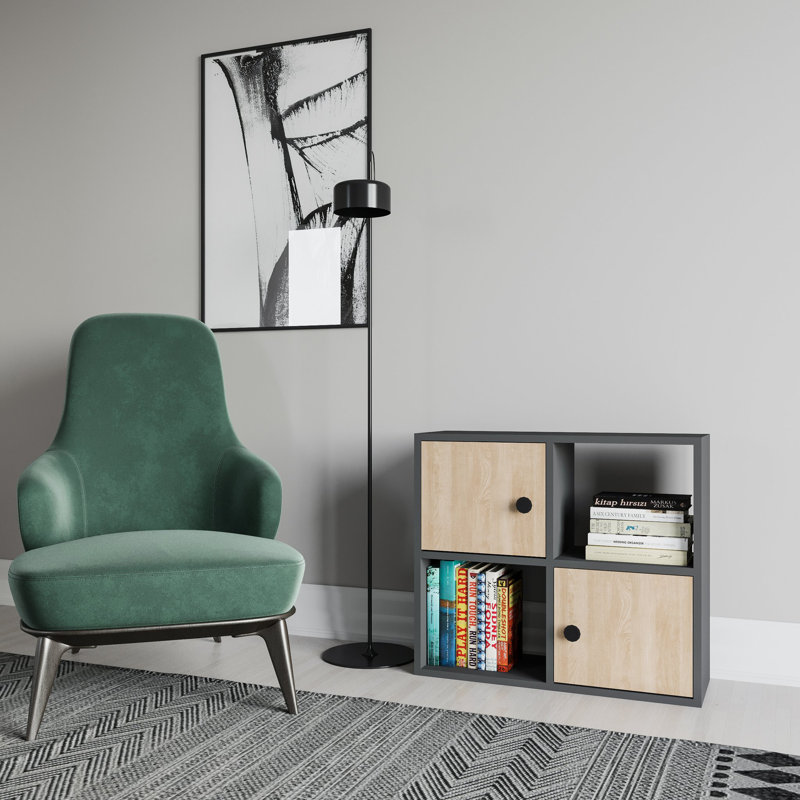 Tuttle 62.6cm H 72cm W Bookcase, Anthracite/Oak