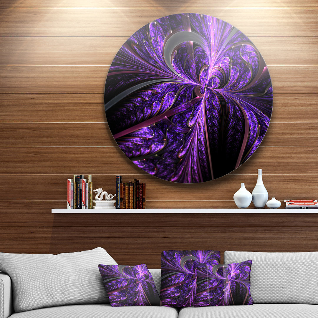 'Embossed Dark Purple Floral Shapes' Photographic Print on Metal Design Art 