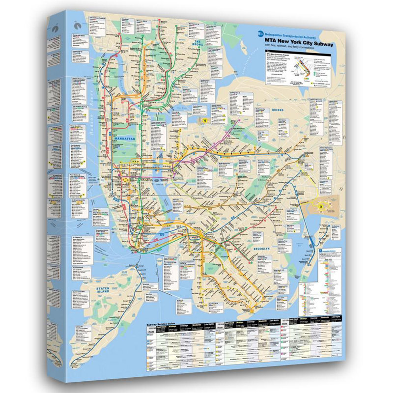New York Subway Map, 48" H x 36" W