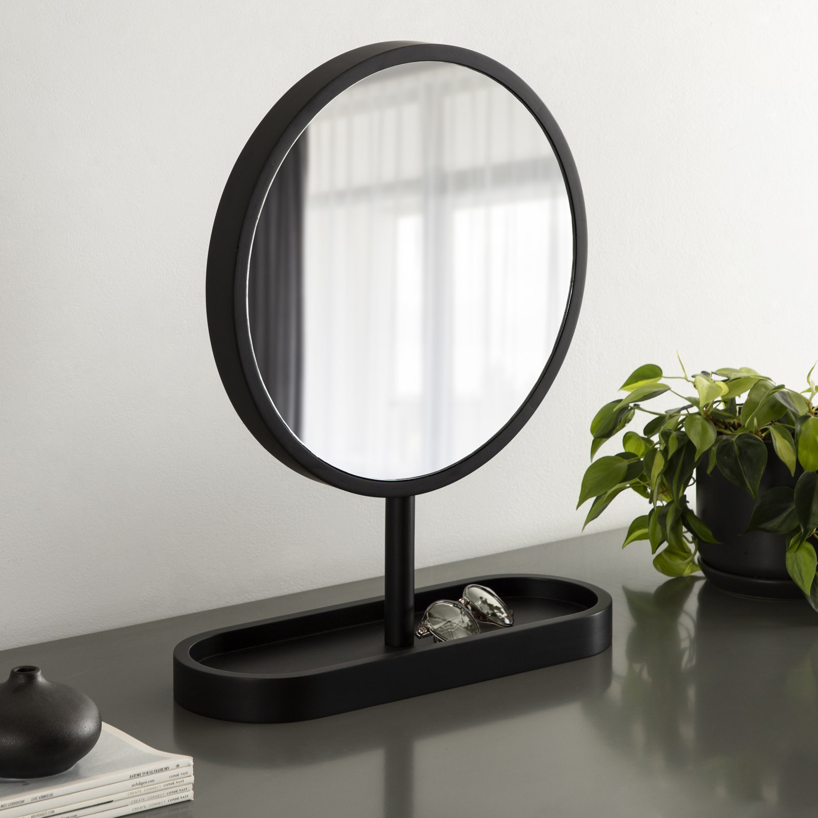 Calixta 17" Accent Mirror, Black