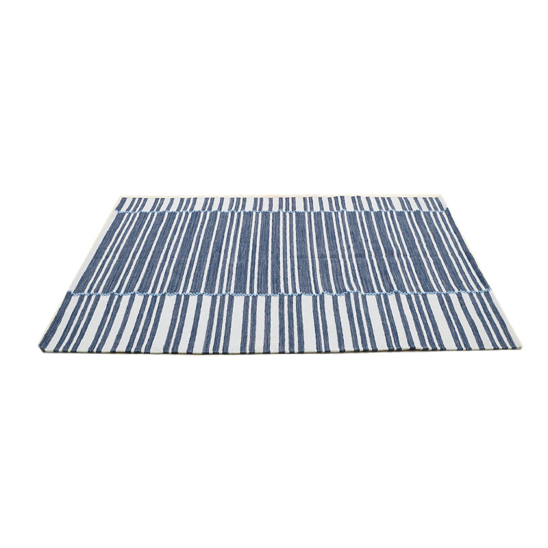 Promenade Striped Area Rug in Navy/Ivory, Rectangle 5' x 8'