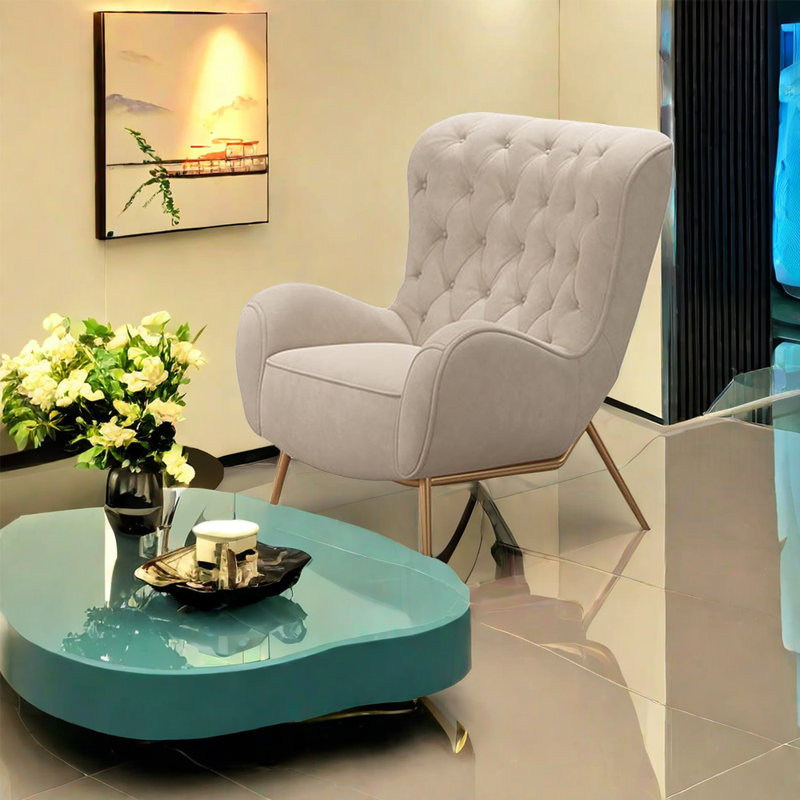 Fauteuil inclinable avec pieds en acier inoxydable et fauteuil inclinable en bois massif, Blanc