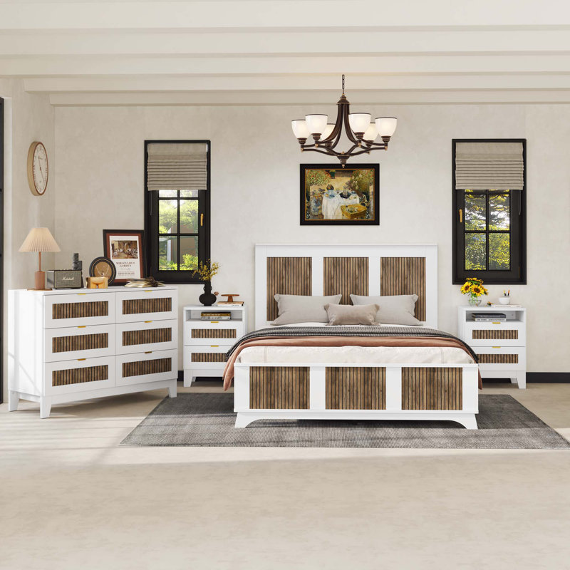Ensemble de chambre à coucher 4 pièces, Blanc, Grand