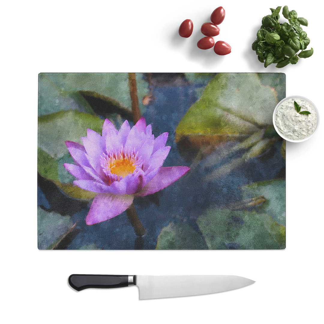Water Lily Flower Painting Chopping Board