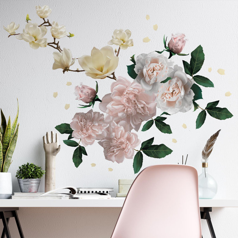 Adhésif décoratif magnolia avec roses