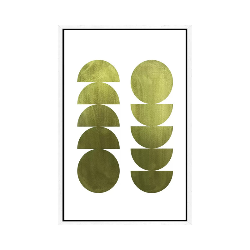 Green Geometric Shapes by Whales Way - Painting on Canvas, White Framed, 152.4cm H x 101.6cm W x 3.81cm D