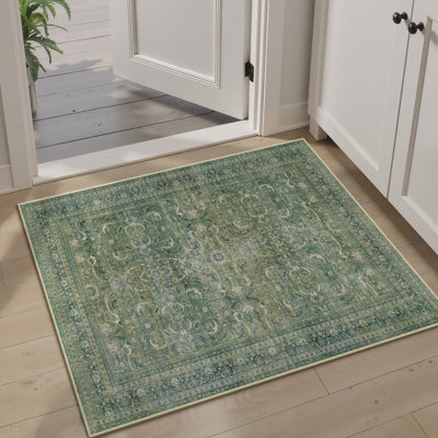 Luxury Machine Washable Vintage Area Rug with Non-Slip Backing