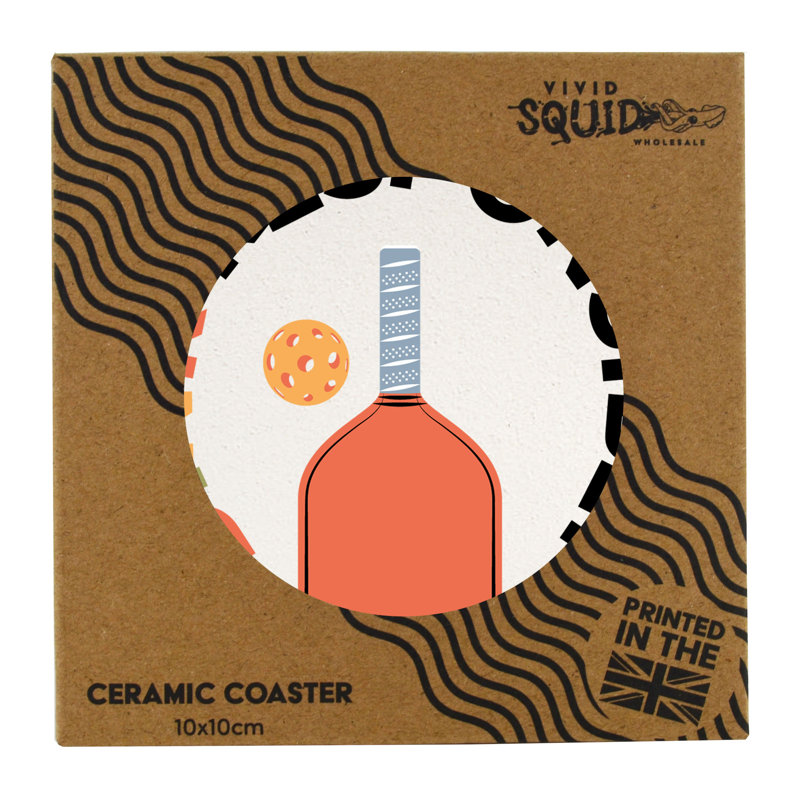 Dinking Responsibly Ceramic Round Coaster, Black
