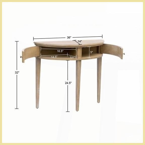 Table basse peu encombrante avec rangement, plateau en placage de bois massif pour vestibule et amp; Salon