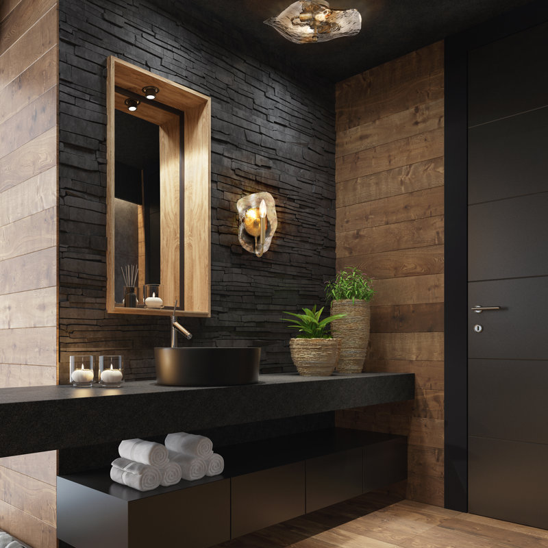 Glass Semi Flush Mount, Brass