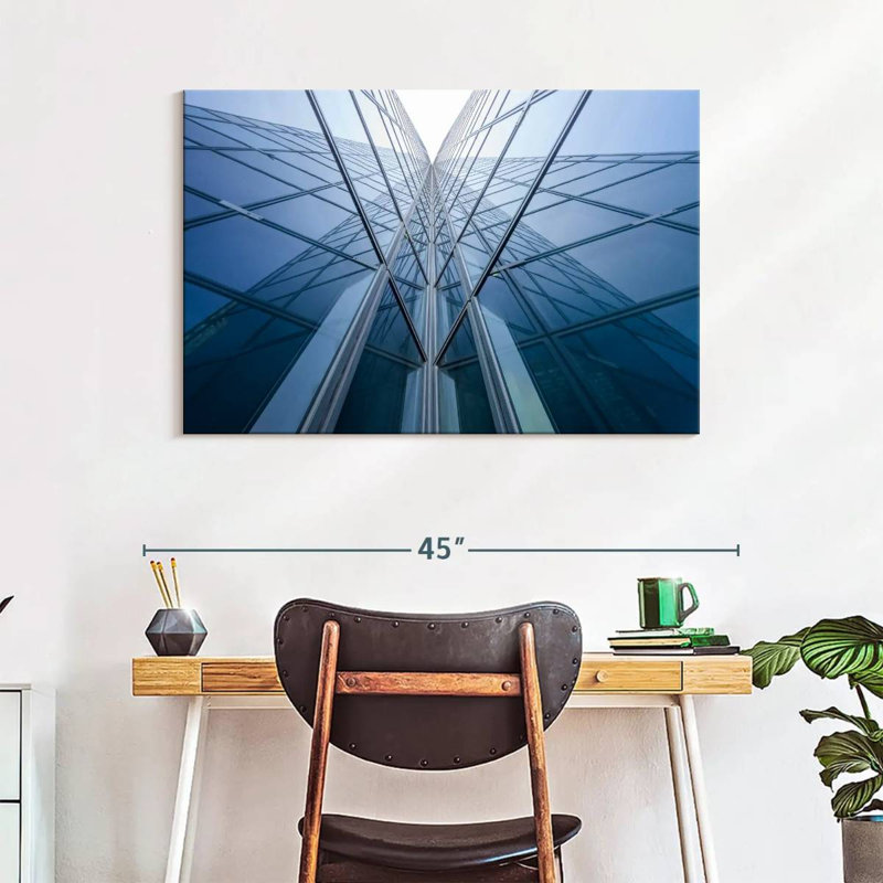 Lilie Modern Glass Building, 26" H x 39" W