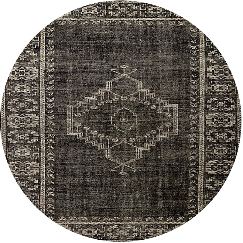 Tapis oriental gris foncé Harrisville, Rond 7 pi