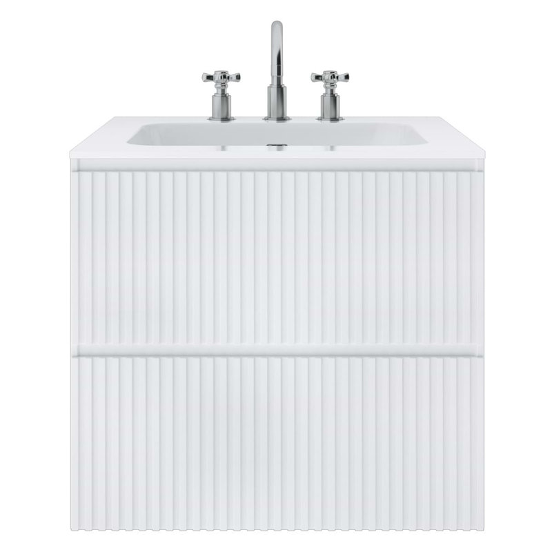Linear 24" Wall Mounted Single Bathroom Vanity with Top, White