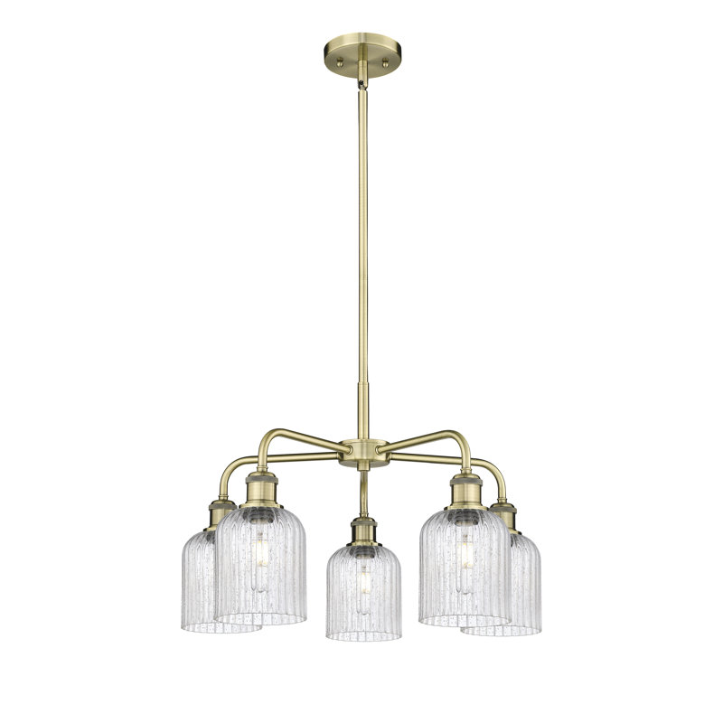 Lustre suspendu à 5 lumières de 23 po Ballston - Trig, Grainé, Laiton antique