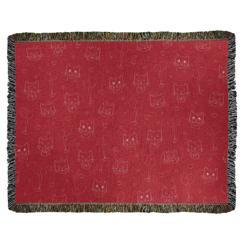 Hand Woven Throw Blanket, 80" W x 60" L, Red