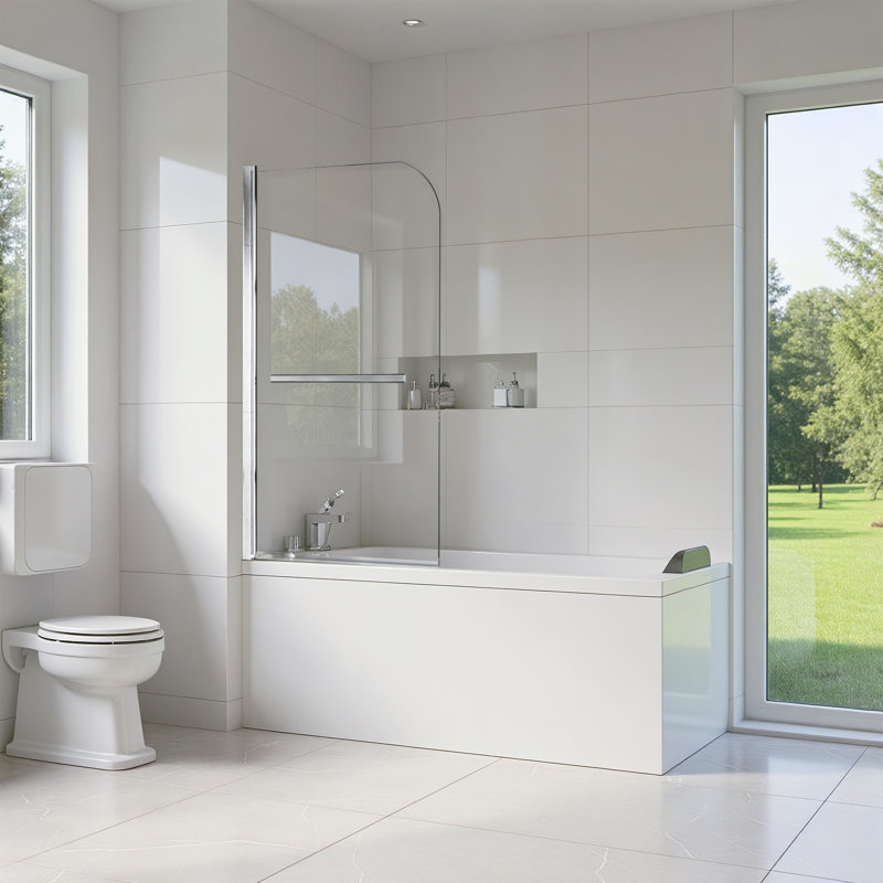 Panneau de douche en verre trempé sans cadre avec porte de douche l 31 po x H 55 po