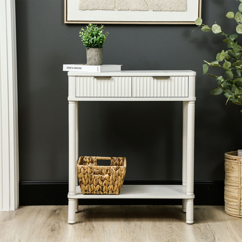 Annlynn Console Table For Living Room Furniture, 2 Drawers Wooden Slim Entry Hallway Table, 71 H x 60 W x 30 D cm, White