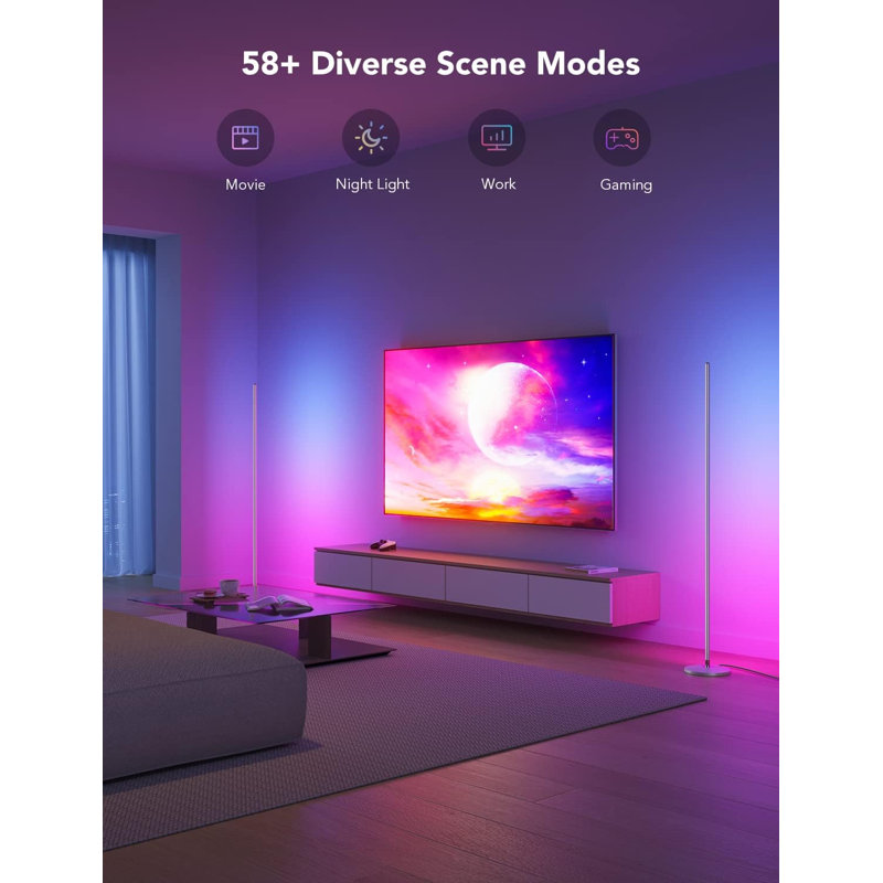 LED Corner Lamp Works with Alexa, Smart Modern Floor Lamp with Music Sync and 16 Million DIY Colors