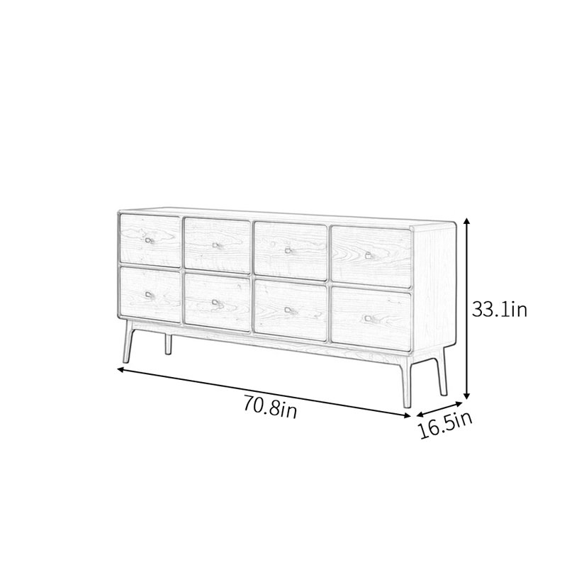 Nordic-style luxury and retro sideboard, 33.1" H x 70.8" W x 16.5" D