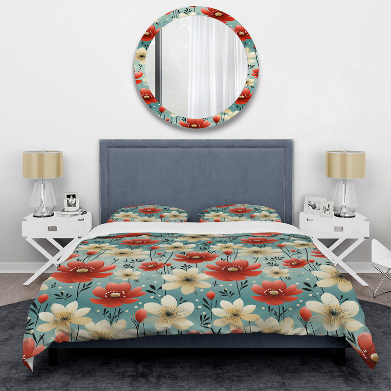 Ensemble de housse de couette Red Coastal Harmony, Housse de couette pour très grand lit et 2 très