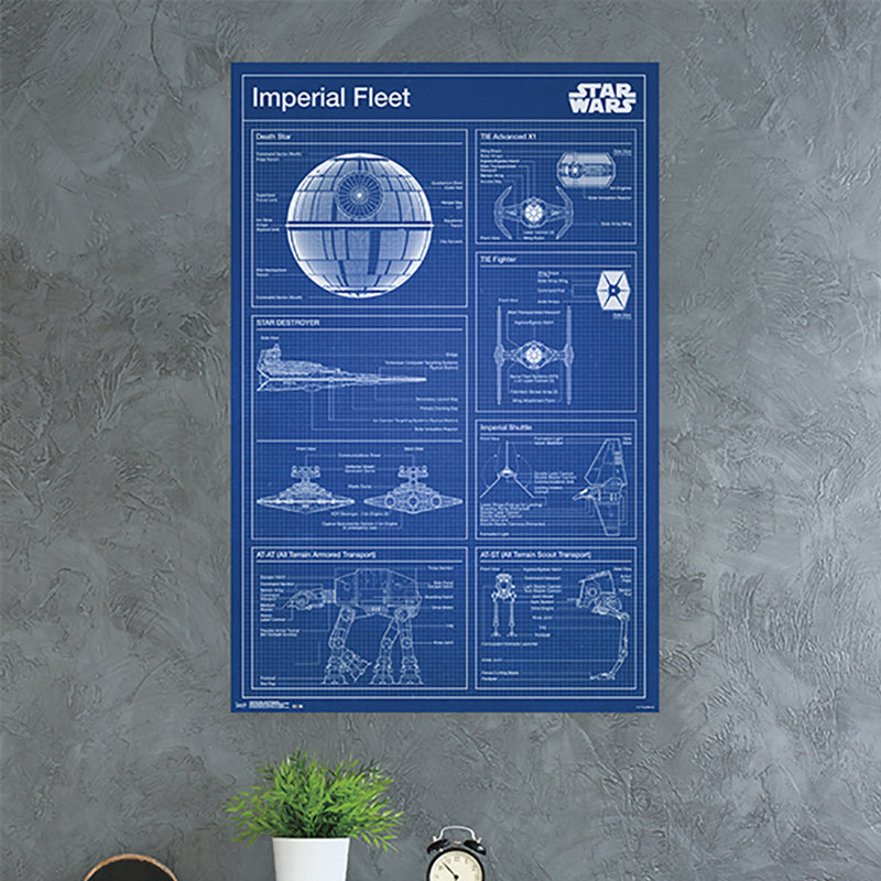 Star Wars Imperial Fleet Blueprint Wall Poster, 22.38" x 34"