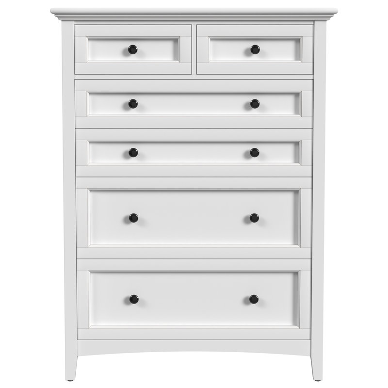 Melusina Solid Wood 40'' W 6 - Drawer Dresser, White