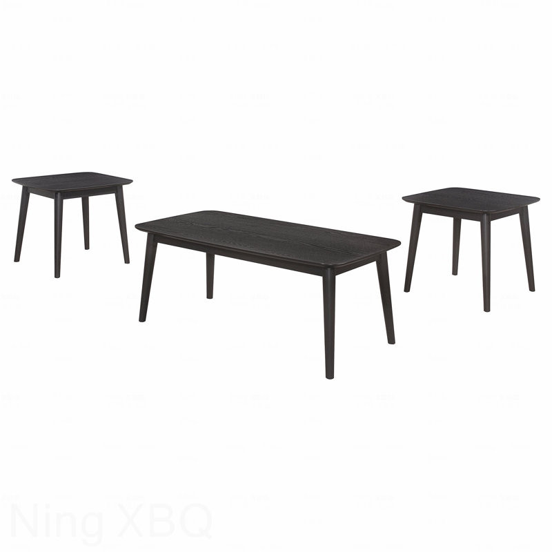 3-Piece Black Rectangular Coffee Table Set