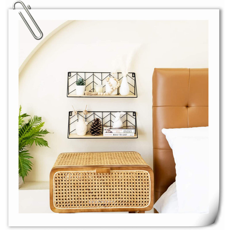 Tablette en bois 2 pièces Kevonna, H 5,50 po x l 16,50 po x P 4,70 po, Rustique