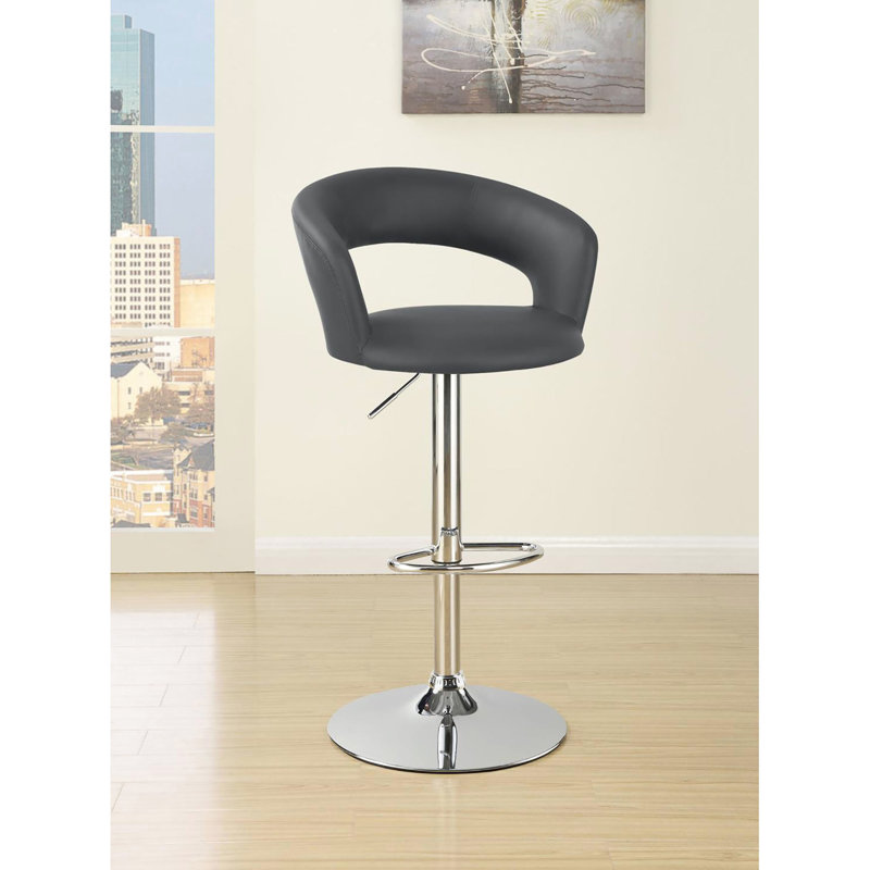 Tabouret de bar gris réglable à la mode avec base et rembourrage en mousse lisse pour les maisons modernes