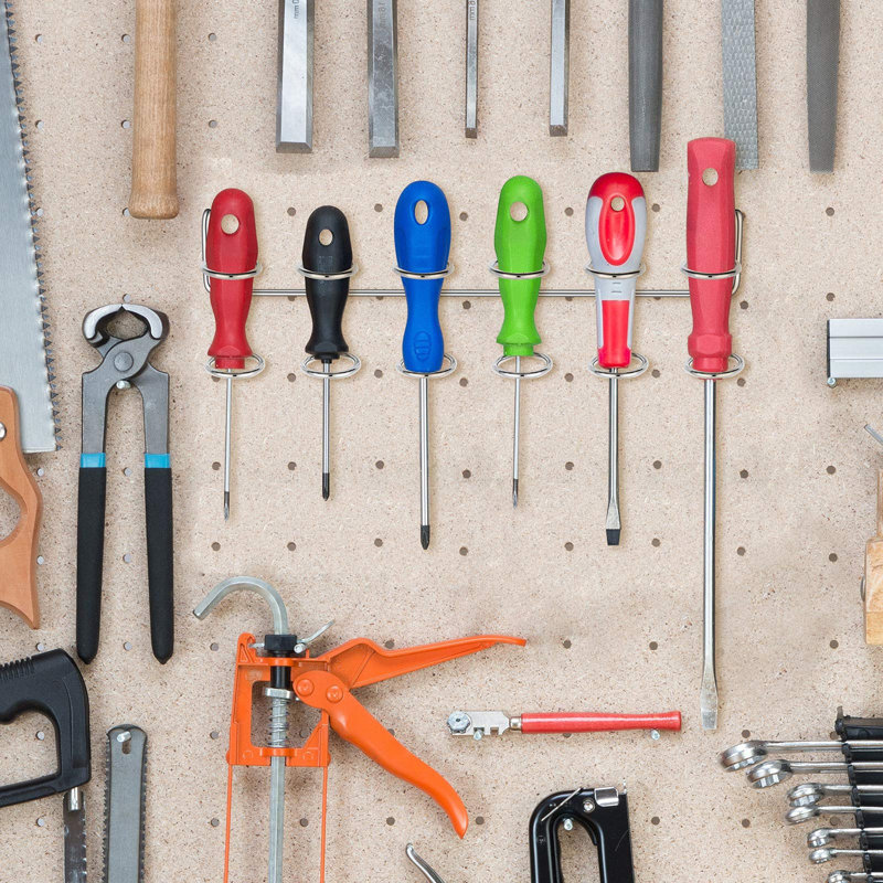 Pin board screwdriver support - 2 sets of multi-tool organizer