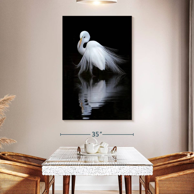 Brampt Egret Bird Watching, 51" H x 34" W