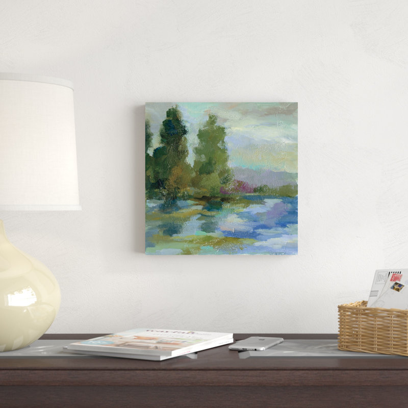 Lever de soleil sur le lac I, H 12 po x l 12 po x P 1,25 po