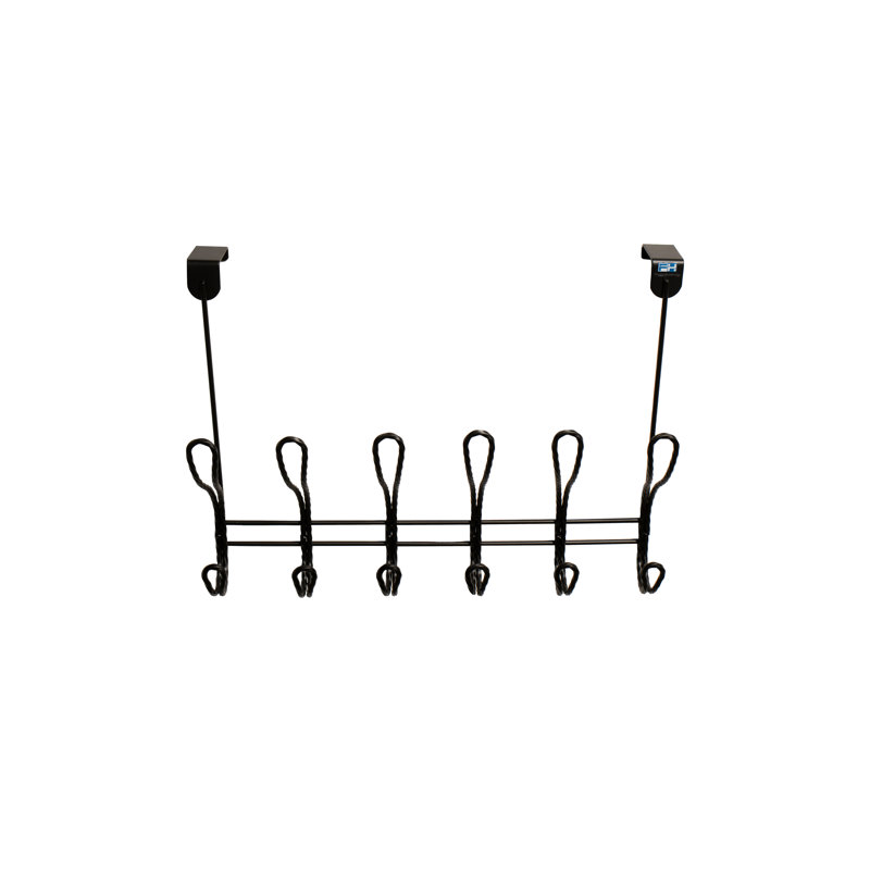 Eilif Steel - FantasHome Over The Door Hook Rack, Twisted Design with 12 Hooks, Black