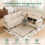 Canapé-lit modulaire en forme de L avec lit escamotable, beige-1845327029