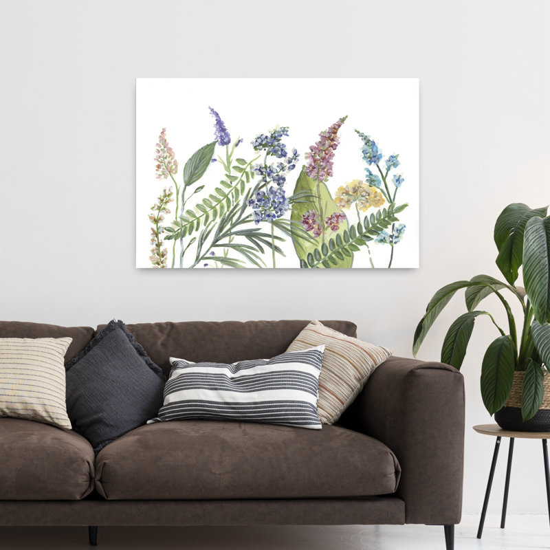 Art floral contemporain fleurs sauvages, H 48 po x l 32 po