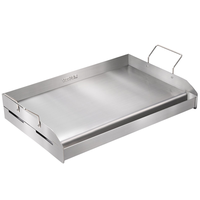 Stainless Steel Rectangular Double Burner Griddle with Handles
