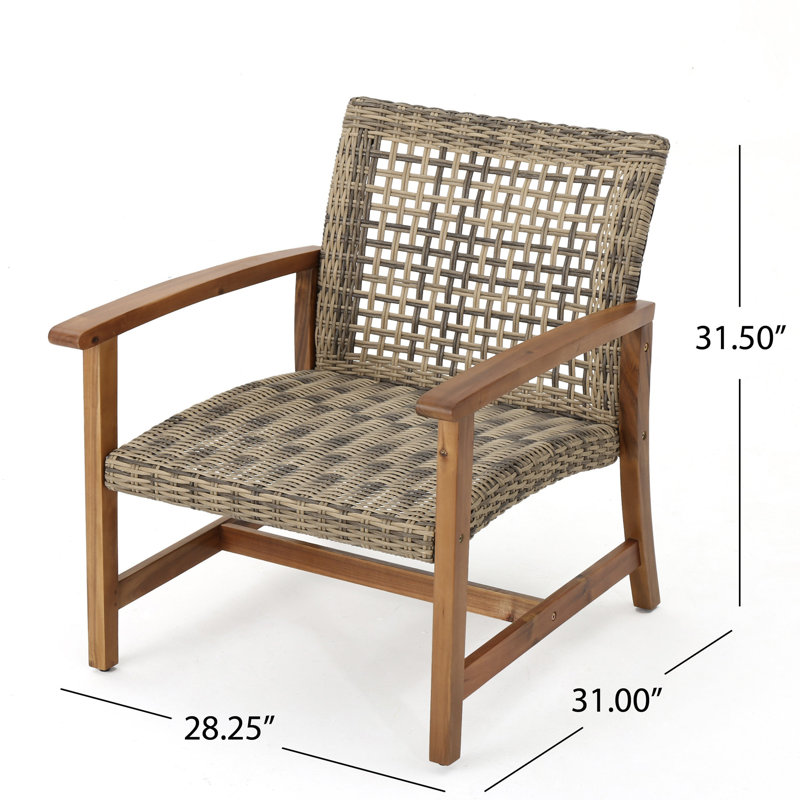 Ensemble de 2 fauteuils club d'extérieur Bops, bois d'acacia brun et osier gris, Gris / brun naturel