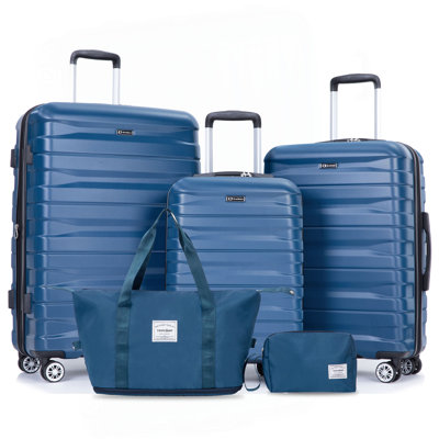 Luggage set of 5 pieces, expandable hard PC luggage set with TSA lock for rotating wheels, lightweight rolling luggage