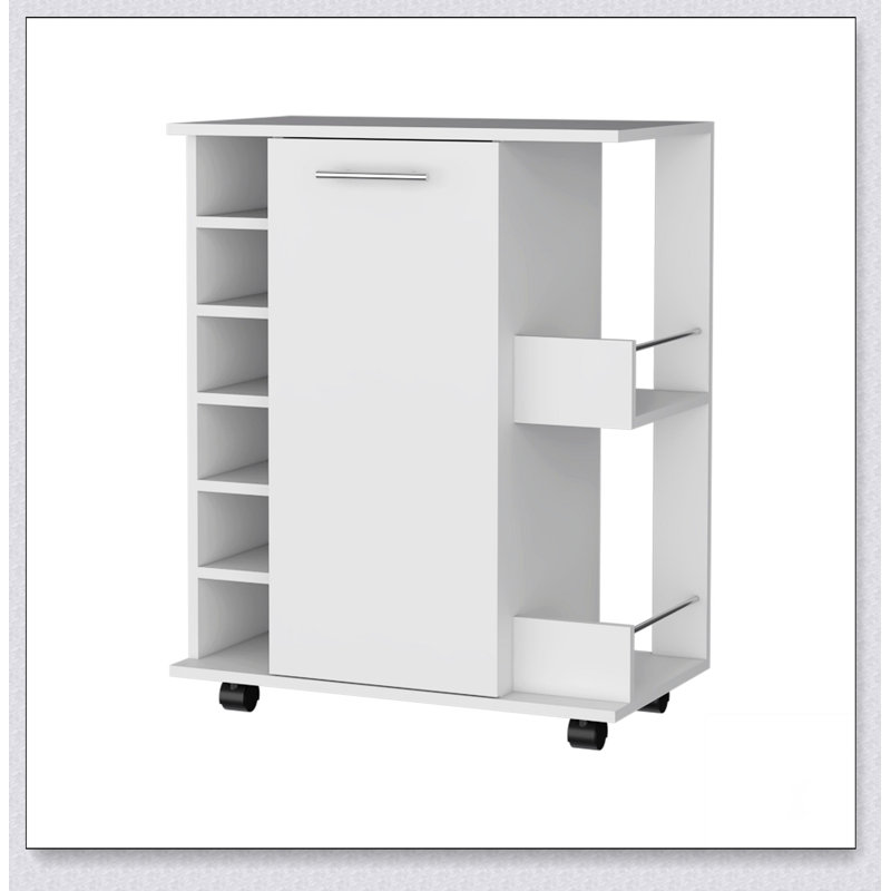 Woodland Bar Cart with Casters, Wine Rack and Open Shelf for Elegant Entertaining and Organized Storage