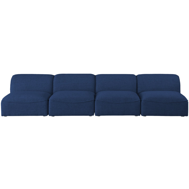 Hollowayville Upholstered 132'' Sofa, Navy Linen Textured Fabric