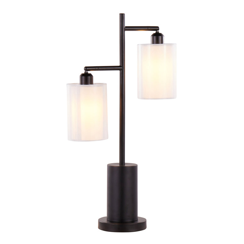 Lampe de table contemporaine en métal noir avec abat-jour blanc par Lumisource, Noir