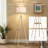 64in Wood Tetrapod Floor Lamp Dimmable With Shelves, Remote Control, Mid Century Standing Lamp For Bedroom