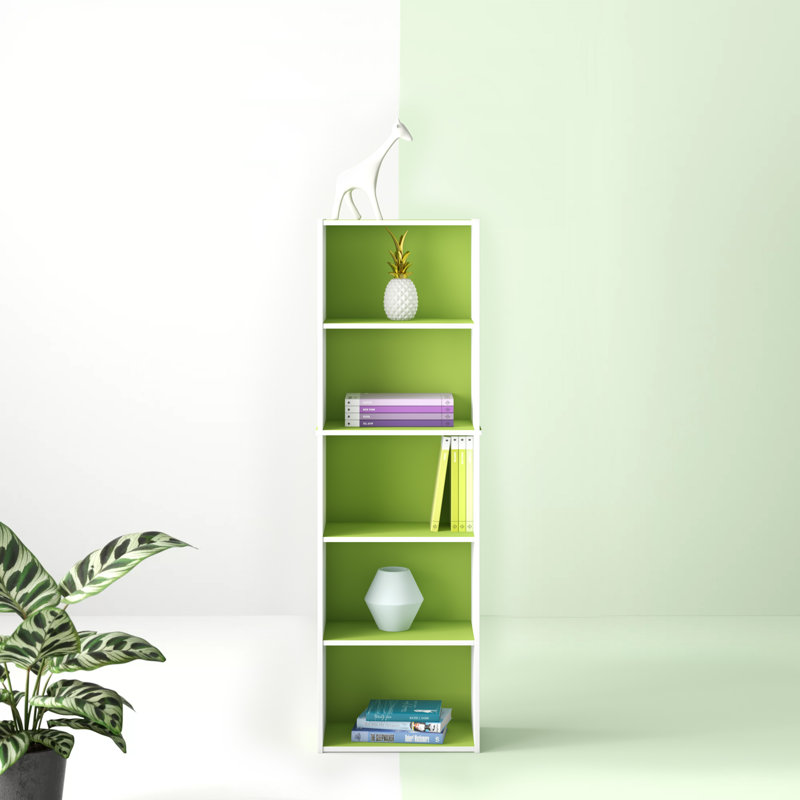 Aliesha Open Shelf Bookcase, Green/White, 132.1cm H x 40.1cm W x 23.9cm D
