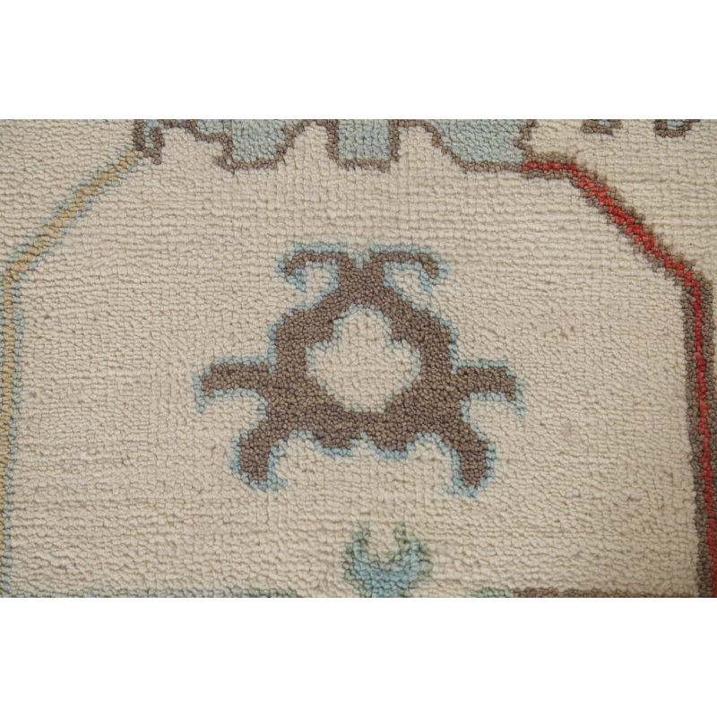 Grand tapis oriental floral Oushak fait à la main 12 x 15