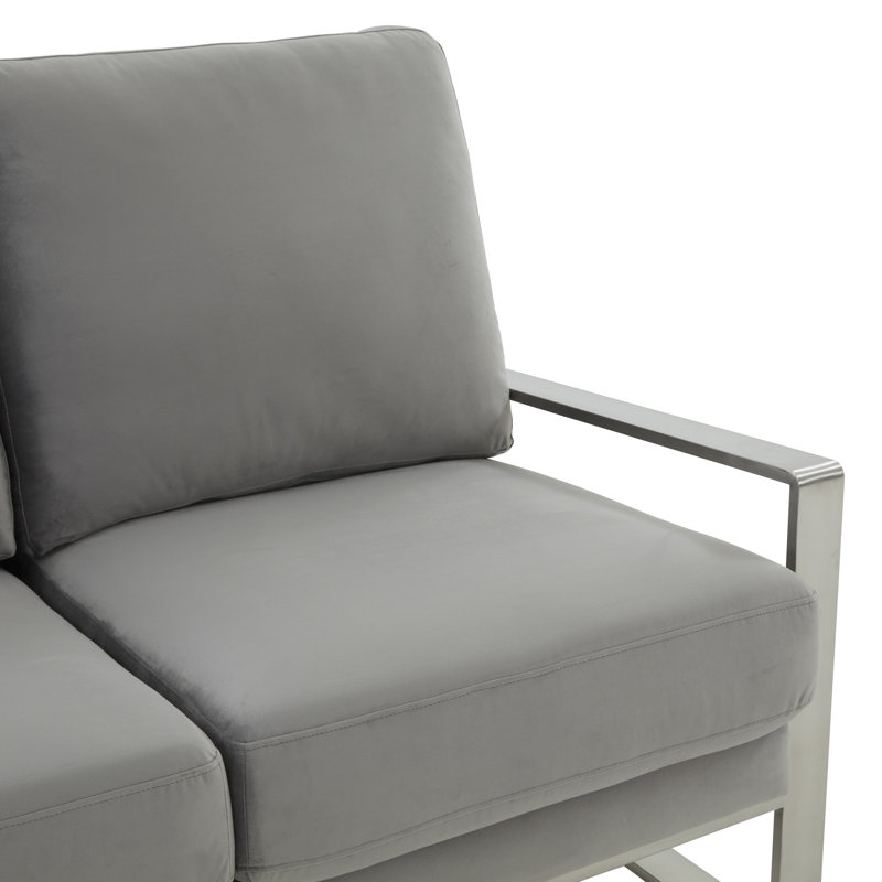 Causeuse moderne Iosif, Velours gris clair