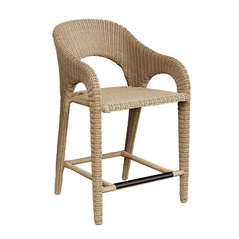 Uttermost Kavali Outdoor Wicker Counter Stool, 23.75"