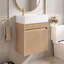 Meuble-lavabo suspendu de 47 cm (18,5 po) avec lavabo réversible en résine (gauche ou droite) et porte à ouverture par simple pression